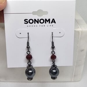 SONOMA Grey and Garnet Red Earrings
